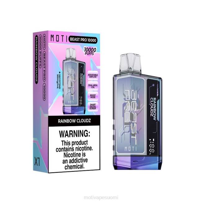 MOTI Beast Pro kertakäyttöinen vape (5%, 10000 suihketta) F60249 sateenkaari pilvi MOTI vape pod