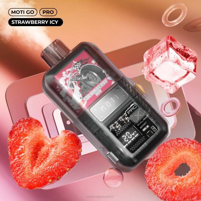 MOTI Go Pro kertakäyttöinen vape (5%, 12000 suihketta) F60222 mansikka jäinen MOTI vape helsinki